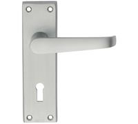 Loops PAIR Straight Victorian Handle on Lock Backplate 150 x 43mm Satin Chrome Loops Multicolor