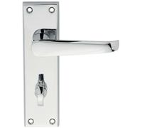 Loops PAIR Straight Victorian Lever on Bathroom Backplate 150 x 43mm Polished Chrome Loops Multicolor