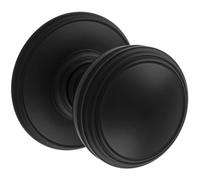 Loops Pair Textured Mortice Door Knob 70mm Diameter Matt Black Interior Door Handle