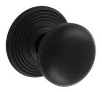 Loops Pair Textured Ring Mortice Door Knob 70mm Diameter Matt Black Lined Handle
