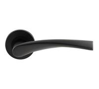 Loops Pair Twisted Angular Design Handle On Round Rose Concealed Fix Matt Black