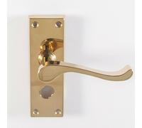 Loops PAIR Victorian Scroll Handle on Bathroom Backplate 120 x 41mm Polished Brass in Metallics Loops Metallics