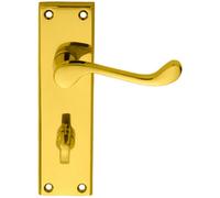 Loops PAIR Victorian Scroll Handle on Bathroom Backplate 150 x 43mm Polished Brass in Metallics Loops Metallics