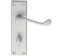 Loops PAIR Victorian Scroll Handle on Bathroom Backplate 150 x 43mm Satin Chrome Loops Multicolor