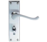 Loops PAIR Victorian Scroll Handle on Bathroom Backplate 155 x 41mm Satin Chrome Loops Multicolor