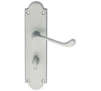 Loops PAIR Victorian Scroll Handle on Bathroom Backplate 205 x 49mm Satin Chrome Loops Multicolor