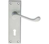 Loops PAIR Victorian Scroll Handle on Lock Backplate 150 x 43mm Satin Chrome Loops Multicolor