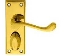 Loops PAIR Victorian Scroll Handle on Privacy Backplate 118 x 43mm Polished Brass in Metallics Loops Metallics