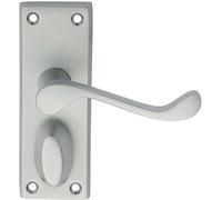 Loops PAIR Victorian Scroll Handle on Privacy Backplate 118 x 43mm Satin Chrome Loops Multicolor