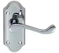 PAIR Victorian Scroll Lever on Short Latch Backplate 112 x 48mm Polished Chrome