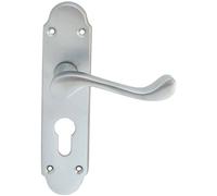 Loops PAIR Victorian Upturned Handle on Euro Lock Backplate 170 x 42 Satin Chrome Loops Multicolor
