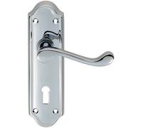 Loops PAIR Victorian Upturned Handle on Lock Backplate 168 x 47mm Polished Chrome Loops Multicolor