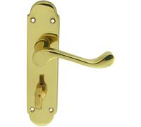 Loops PAIR Victorian Upturned Lever on Bathroom Backplate 170 x 42mm Polished Brass in Metallics Loops Metallics