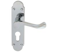 Loops PAIR Victorian Upturned Lever on Euro Lock Backplate 170 x 42 Polished Chrome Loops Multicolor