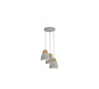Loops Pendant 3 Bulb Ceiling Light Shade Brown Wood Grey Concrete Bulb E27 3x60W Loops Grey