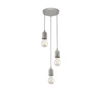 Loops Pendant 3 Bulb Ceiling Light Steel Rose Grey Concrete Shade Bulb E27 3x60W in Metallics Loops Metallics
