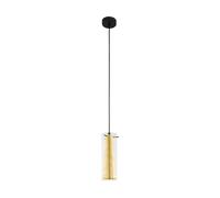 Loops Pendant Ceiling Light Black Shade Inner Gold Outer Clear Glass Bulb E27 1x60W Loops Black