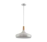 Loops Pendant Ceiling Light Colour Brushed Silver Shade Brown Wood Bulb E27 1x60W in Metallics Loops Metallics