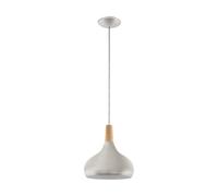 Loops Pendant Ceiling Light Colour Brushed Silver Shade Brown Wood Bulb E27 1x60W in Metallics Loops Metallics