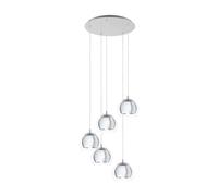 Loops Pendant Ceiling Light Colour Galvanised Chrome Shade Clear Glass Bulb E27 5x28W Loops Clear