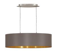 Loops Pendant Ceiling Light Colour Satin Nickel Shade Cappuccino Gold Fabric E27 2x60W in Metallics Loops Metallics