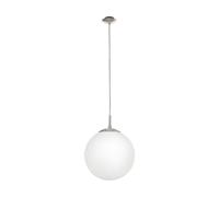 Loops Pendant Ceiling Light Colour Satin Nickel Shade White Glass Opal Matt E27 1x60W in Metallics Loops Metallics