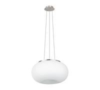 Loops Pendant Ceiling Light Colour Satin Nickel Shade White Glass Opal Matt E27 2x60W in Metallics Loops Metallics
