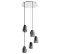 Loops Pendant Light Colour Chrome Shade Black Transparent Glass Vaporized E27 5x40W Loops Black