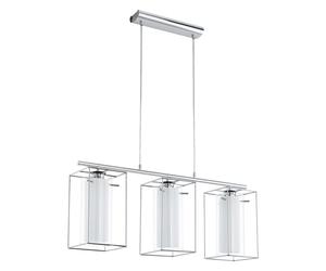 Loops Pendant Light Colour Chrome Shade Clear White Glass Satin Glass Bulb E27 3x60W Loops White