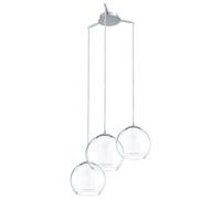 Loops Pendant Light Colour Chrome Shade White Clear Satin Glass Glass Bulb E27 3x60W Loops White