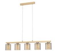 Loops Pendant Light Colour Satin Nickel Brown Amber Glass Vaporized Bulb E27 5x28W in Metallics Loops Metallics