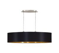Loops Pendant Light Colour Satin Nickel Shade Black Gold Fabric Bulb E27 2x60W in Metallics Loops Metallics