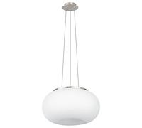 Loops Pendant Light Colour Satin Nickel Shade White Glass Opal Matt Bulb E27 2x60W in Metallics Loops Metallics