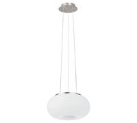 Loops Pendant Light Colour Satin Nickel Shade White Glass Opal Matt Bulb E27 2x60W in Metallics Loops Metallics