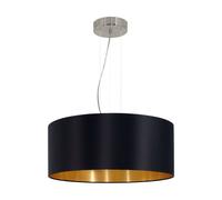 Loops Pendant Light Colour Satin Nickel Steel Shade Black Gold Fabric Bulb E27 3x60W in Metallics Loops Metallics