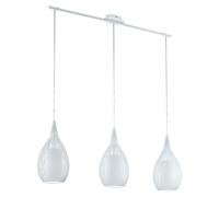 Loops Pendant Light Colour White Steel Shade White Satin Glass Steel Bulb E27 3x60W Loops White