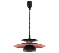 Loops Pendant Light Height Adjustable Colour Black Shade Black Copper Bulb E27 1x60W Loops Copper