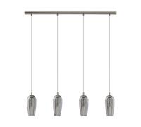 Loops Pendant Light Satin Nickel Shade Black Clear Smoked Glass Granilla Bulb G9 4x3W in Metallics Loops Metallics