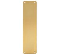 Loops Plain Door Finger Plate 350 X 75mm - Satin Brass Steel Push Plate