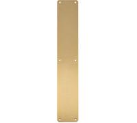 Loops Plain Door Finger Plate 500 X 75mm - Satin Brass Steel Push Plate