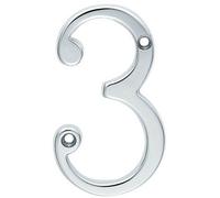 Loops Polished Chrome Door Number 3 75mm Height 4mm Depth House Numeral Plaque Loops Multicolor