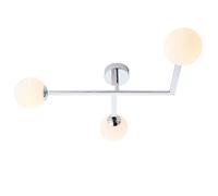 Loops Polished Chrome Semi Flush Bathroom Ceiling Light & Opal Glass Shade - 3 Bulb in Clear Loops Clear