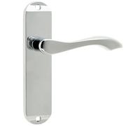 Loops Polished Chrome Suite Door Handle on Latchplate for Modern Interiors - Interior Lever on Backplate