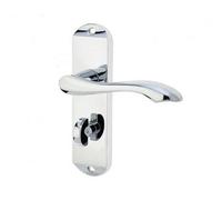 Loops Polished Chrome Suite Door Handle With Bathroom Plate - Modern Design - Interior Lever On Backplate