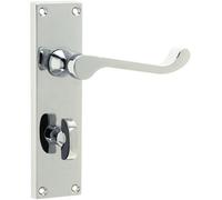 Loops Polished Chrome Victorian Scroll Door Handle For Elegant Bathrooms - Interior Lever On Backplate