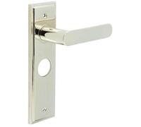 Loops Polished Nickel Bathroom Door Handle With Backplate - Elegant And Durable - Solid Brass Interior Handle