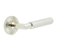 Loops Polished Nickel Door Handle On Reeded Rose For Luxury Interiors - Solid Brass Interior Handle