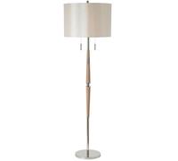 Loops Polished Nickel Floor Lamp - Decorative Wooden Stem - Requires 2 x E27 GLS Bulbs in Metallics Loops Metallics