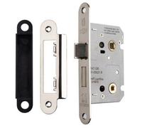 Loops Polished Nickel Locking Bathroom Door Sashlock Latch - Radius Forend 76mm Deep