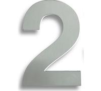 Loops Polished Steel Door Number 2 - Large 178mm Height House Numeral Plaque Sign